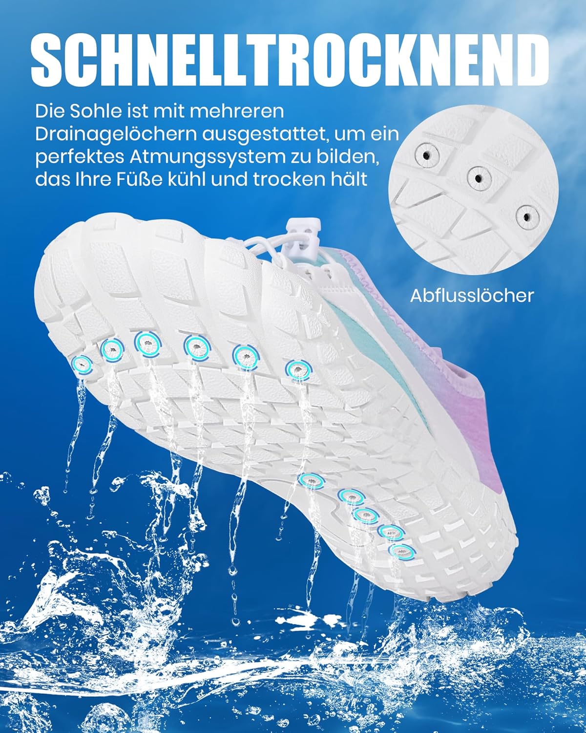 Bibholy Barfußschuhe, Frauen- und Herrenbadeschuhe, schnell trocknende Wasserschuhe, atmungsaktive Schwimmschuhe, Surfschuhe ohne Rutsch, Unisex Strandschuhe für Strandwandern – Bild 4