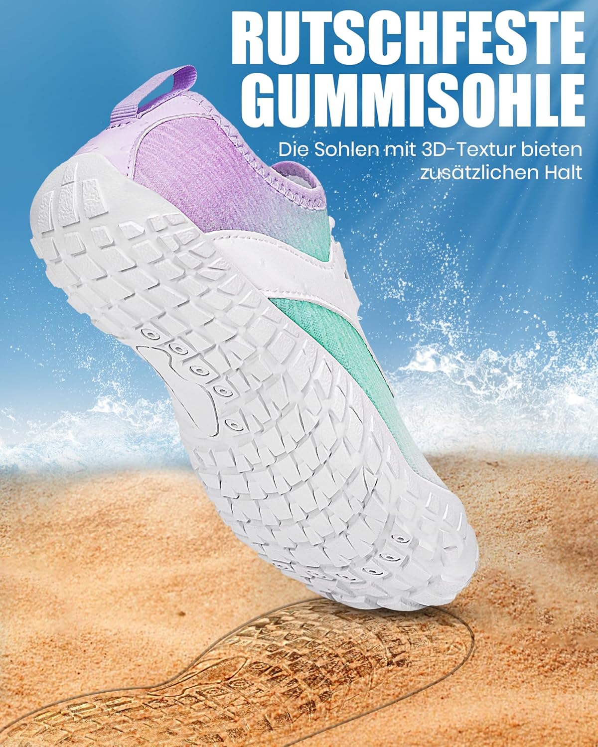 Bibholy Barfußschuhe, Frauen- und Herrenbadeschuhe, schnell trocknende Wasserschuhe, atmungsaktive Schwimmschuhe, Surfschuhe ohne Rutsch, Unisex Strandschuhe für Strandwandern – Bild 6