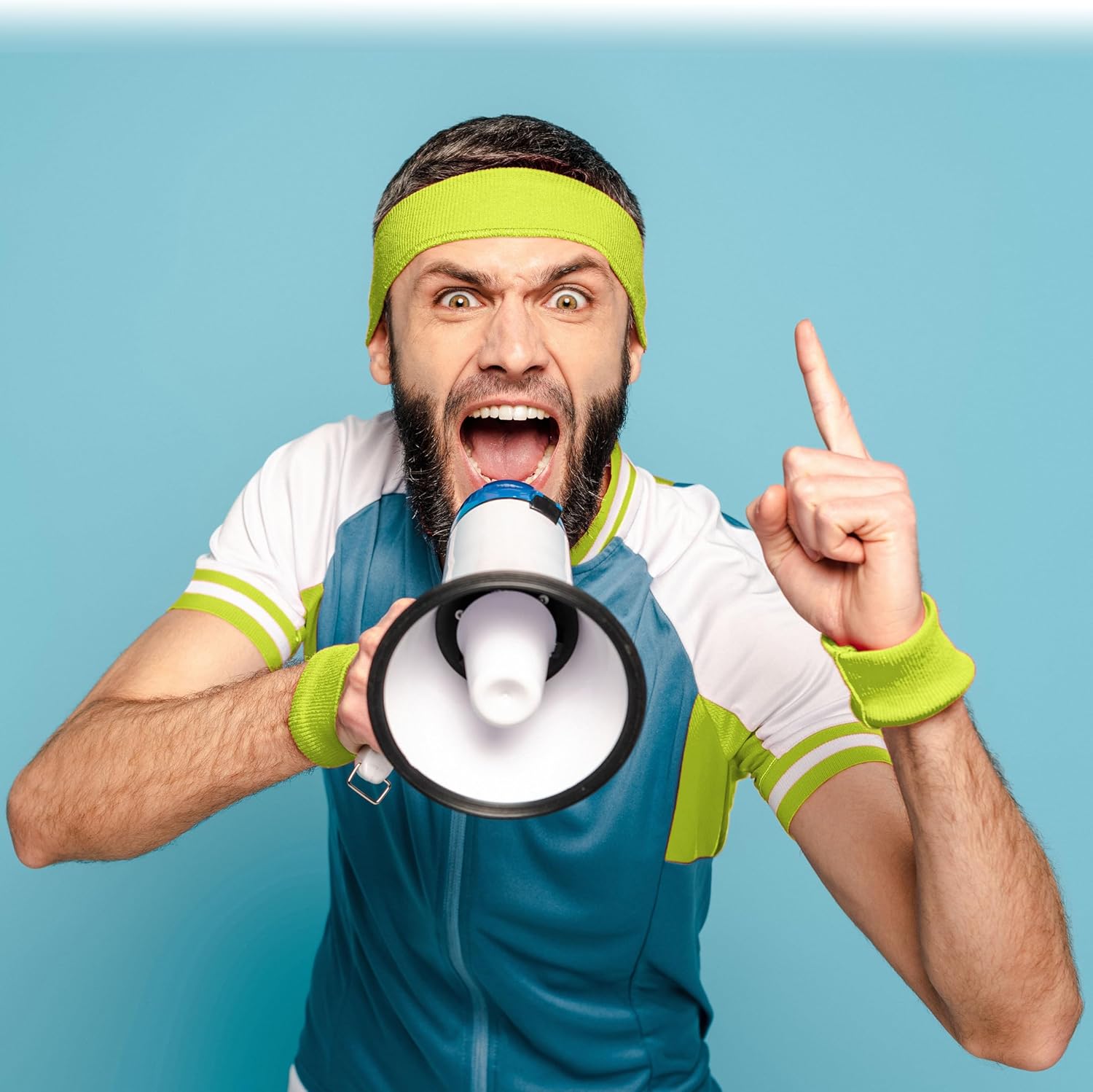 Karnelux Neon Sweatbands Set - Retro 80S 90S Outfit Mullet Accessoires mit Armbändern und Stirnband - Kostümzubehör für Männer und Frauen – Bild 4