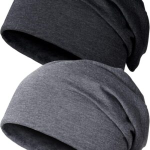 Kiiwah 2pcs klassischer Mütze Hut für Männer und Frauen, Unisex Slouch Strick Hüte lange Beanie für den Winter