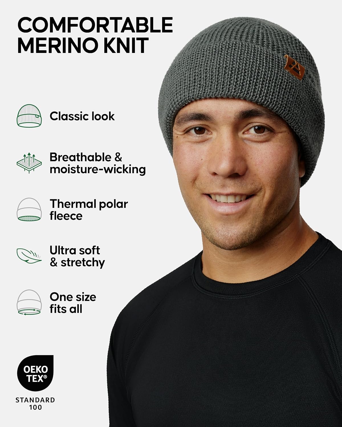 Dänischer Ausdauer Merinohut mit Vlies, weicher Wollhut, dehnbar und komfortabel, Unisex, Mütze für Männer und Frauen – Bild 2