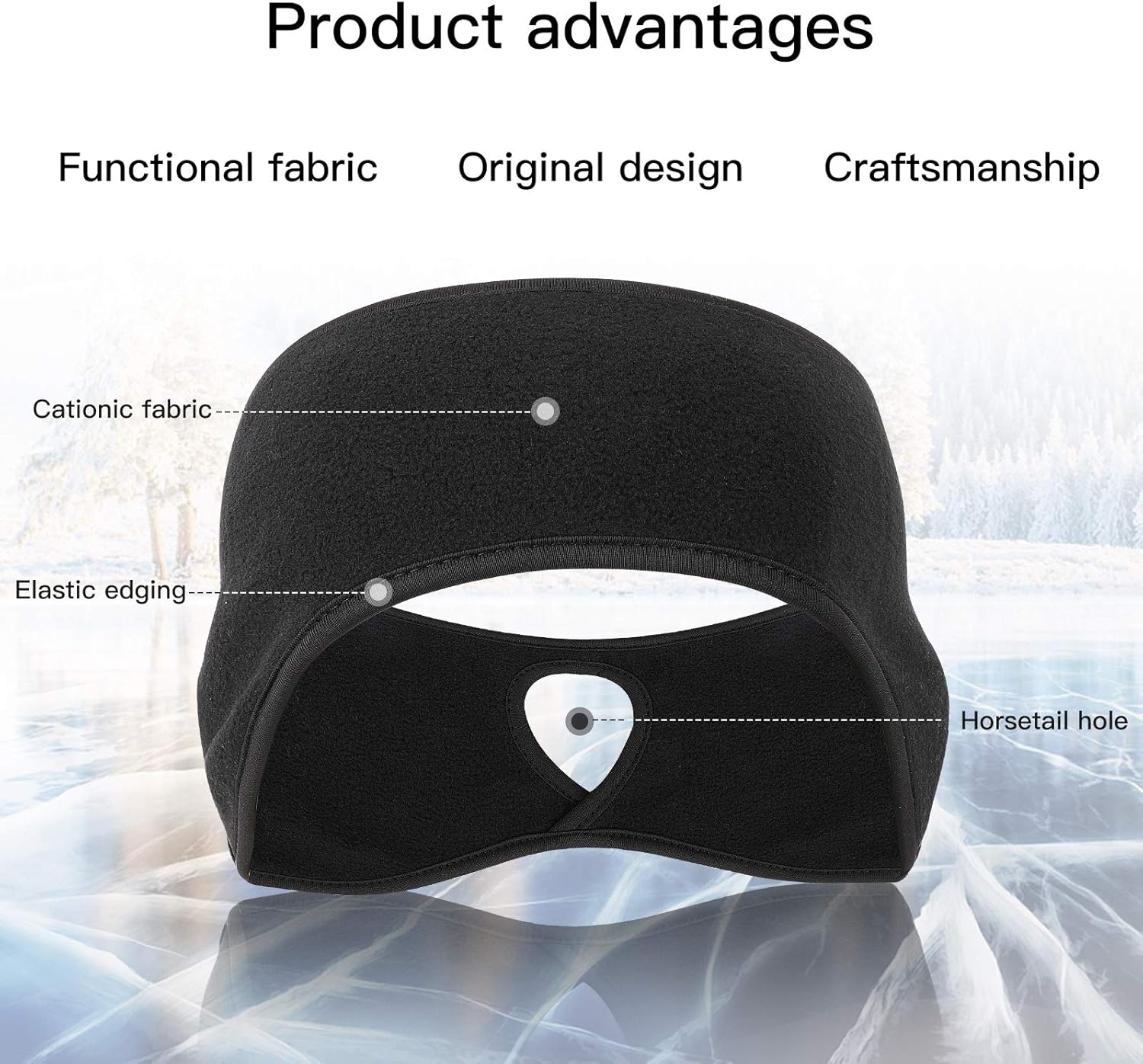 Qkurt 2 x Winter Fleece Sportstirnband, Pferdeschwanzstirnbänder, Schweißband, Stirnband für Frauen – Bild 2