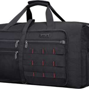 Witzman Foldable Reisetasche Leichtes Männer 65L Reisebag Weekender Sporttasche groß mit Schuhfach Frauen Fitnessstudio -Reisetasche, Schwarz, Reisetasche