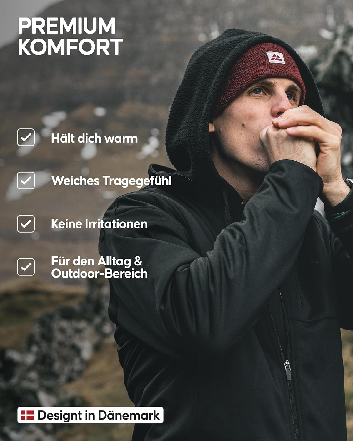 Dänischer Ausdauerklassiker Beanie aus recyceltem Polyester für Männer und Frauen, klassischer Unisex -Hut, weich, dehnbar, nachhaltig. – Bild 3