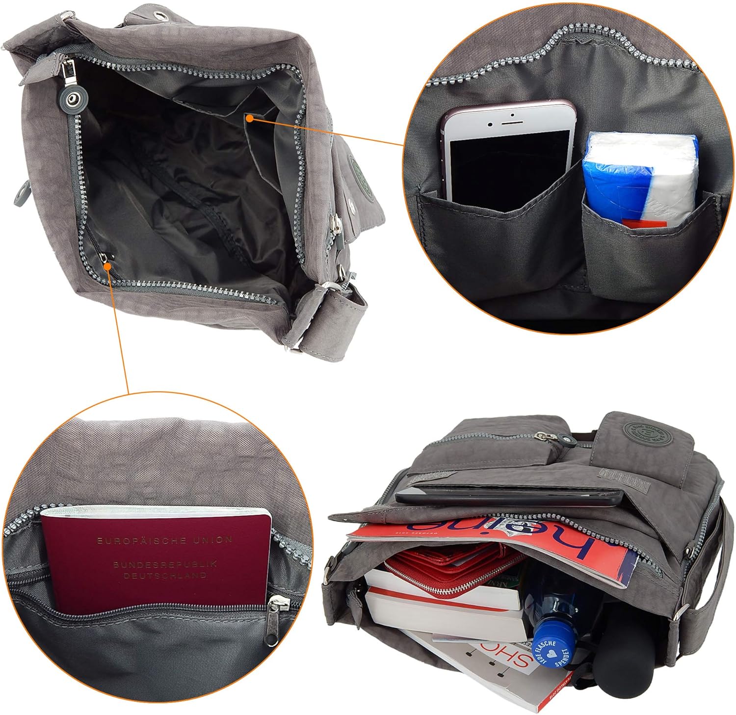 Ekavale Leichtes Frauenumhängetasche - Praktische Crossbody -Handtasche mit mehreren Fächern - Umhängetasche Wasserabweisende Frauenbeutel – Bild 6