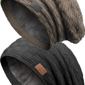 Grinse & Bear Long Slouch Beanie Chunky Strick Teddy Fleece M10