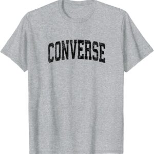 Converse Texas TX Vintage Athletic Sports Black Design T-Shirt, Gray, s