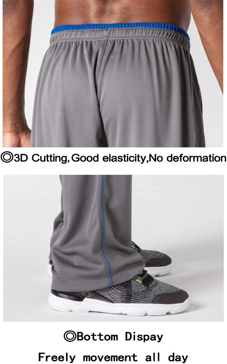 Kefitevd Herren leichter Joggingböden mit Reißverschluss in Taschen, offenen Beinmanschetten, Mesh -Stoff, lange, atmungsaktive Sporthosen, weicher Joggingboden – Bild 6