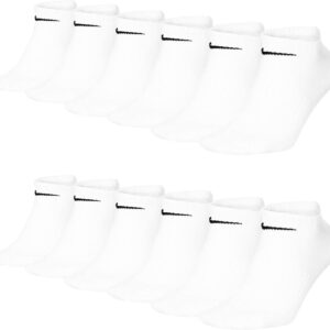 Nike SX7678 Unisex Trainer Socken, alltägliche leichte Socken, 6 Paare, Farbe: Weiß, Größe: 34-38, Artikel: -100 Weiß, Weiß