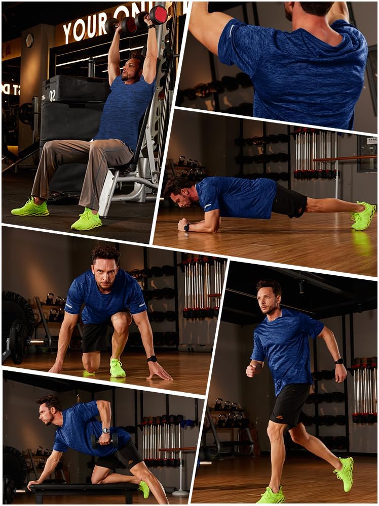 Kefitevd Männerfunktionales Hemd Sport T-Shirts Crew Hals atmungsaktives Trainingshemd Schnell trocknend Fitnesshemd – Bild 5