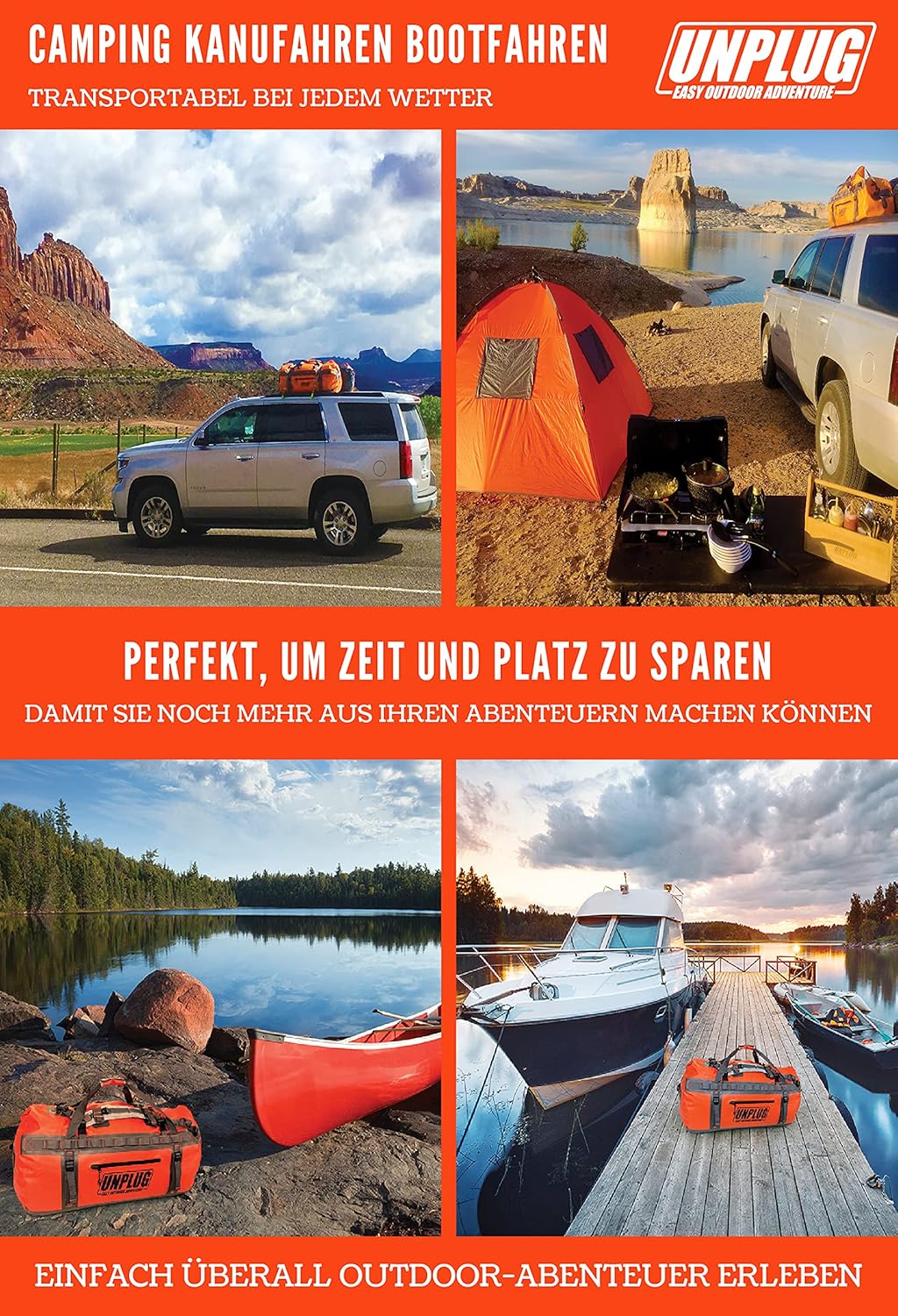 Leerzeichen Ultimate Adventure Bag, wasserdichte Reisetasche Rucksack, 1680d Heavy Duffel Bag wasserdicht für Camping, Motorrad, wasserdicht – Bild 4