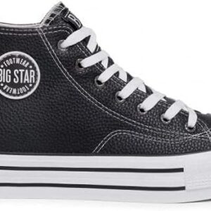 Big Star GG274013 Frauen -Trainer weiße GG274012 – zeitlose Trainer aus Bio -Leder mit klobiger Sohle