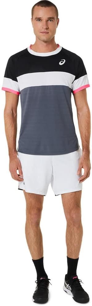 ASICS Men's Match Tennis Shirt Schwarz L, Performance Schwarz/Träger grau – Bild 6