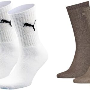 Puma Herren -Crew -Socken (6), weiß / hellbraun, 47 – 49