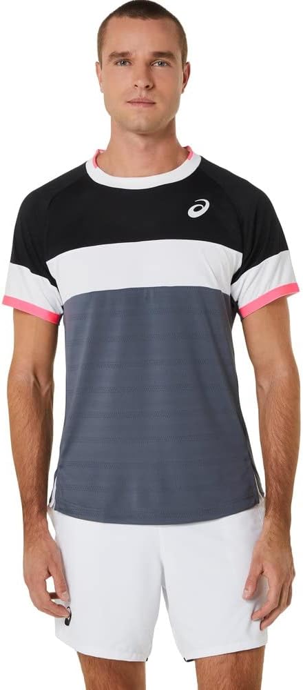 ASICS Men's Match Tennis Shirt Schwarz L, Performance Schwarz/Träger grau