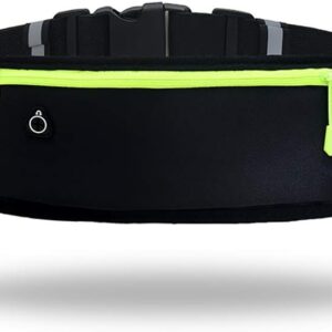 Gorwrich -Laufgürtel mit wasserdichtem, verstellbarem elastischen Band, schweißsichere Taillenbeutel mit großer Kapazität, perfekt für Laufen und Outdoor -Aktivitäten, schwarzer, sportlicher Stil