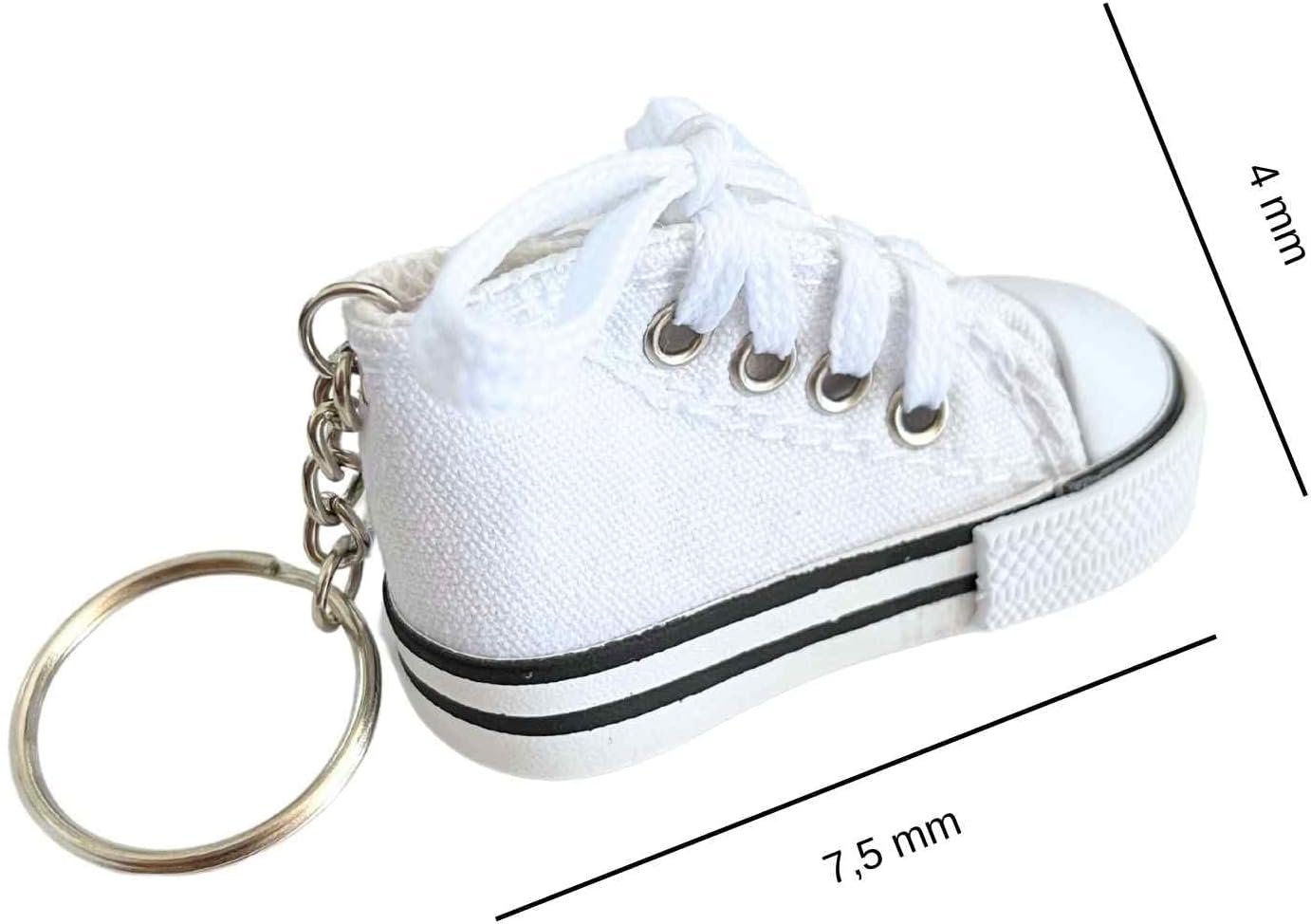 Autozoco Sports Schuhschlüsselung, Mini -Sneaker, Schlüsselanhänger, Trainer, Schlüsselring im städtischen Stil, Schlüsselring im Converse -Stil, Mini -Sneaker -Schlüsselring, Weiß, Weiß – Bild 6