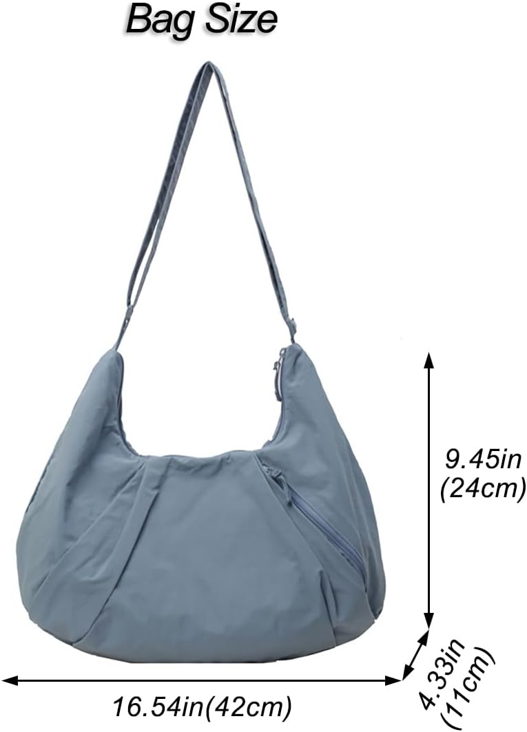 Cunggi Umhängetasche Frauen Nylon Weich -Hobo -Tasche, große Umhängetasche, Messengerbeutel, Einkaufstasche Handtasche mit verstellbarem Riemen – Bild 2