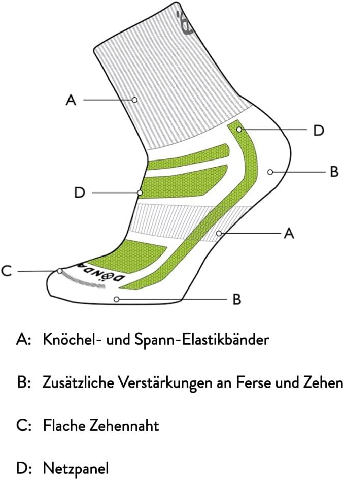 Döndal Performance Crew Running Socken, 2 Paar Trainingssocken, atmungsaktiv und leicht, Feuchtigkeitsdocht mit Polsterung, für Männer und Frauen – Bild 2