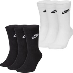 Nike Essential Socken Pack von 3 (35-38, Schwarz/Weiß)