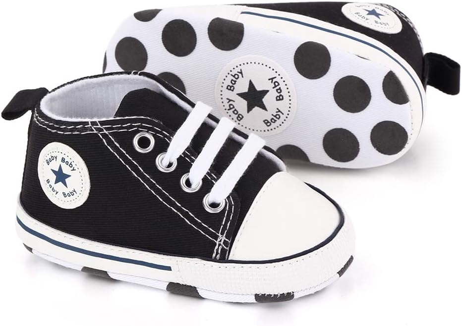 Sifangping Baby First Wanderschuhe, nicht rutschfest und atmungsaktiv 0-18m Leinwandschuhe mit weicher Sohle für Jungen und Mädchen – Bild 4