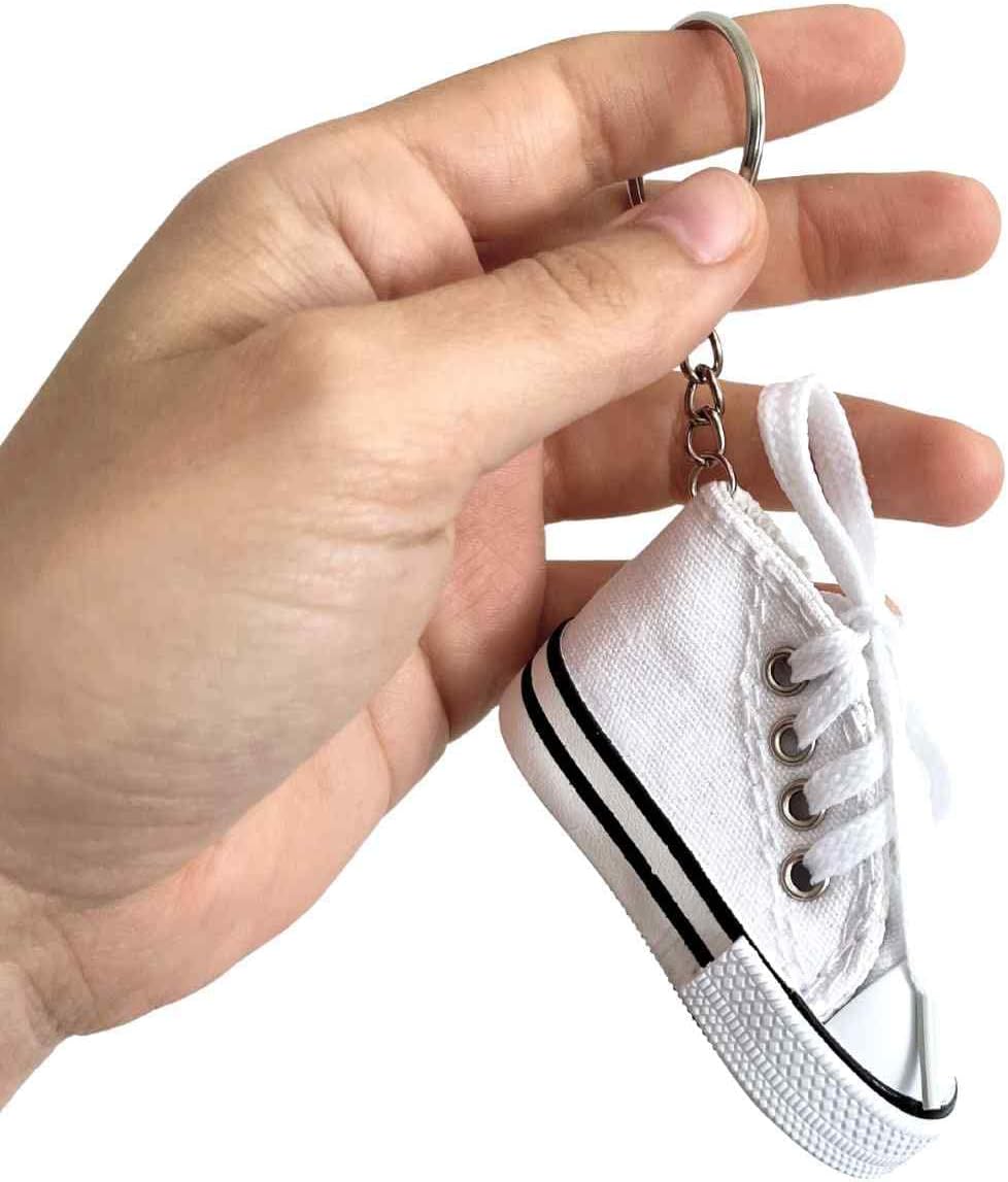 Autozoco Sports Schuhschlüsselung, Mini -Sneaker, Schlüsselanhänger, Trainer, Schlüsselring im städtischen Stil, Schlüsselring im Converse -Stil, Mini -Sneaker -Schlüsselring, Weiß, Weiß – Bild 4