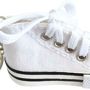 Autozoco Sports Schuhschlüsselung, Mini -Sneaker, Schlüsselanhänger, Trainer, Schlüsselring im städtischen Stil, Schlüsselring im Converse -Stil, Mini -Sneaker -Schlüsselring, Weiß, Weiß