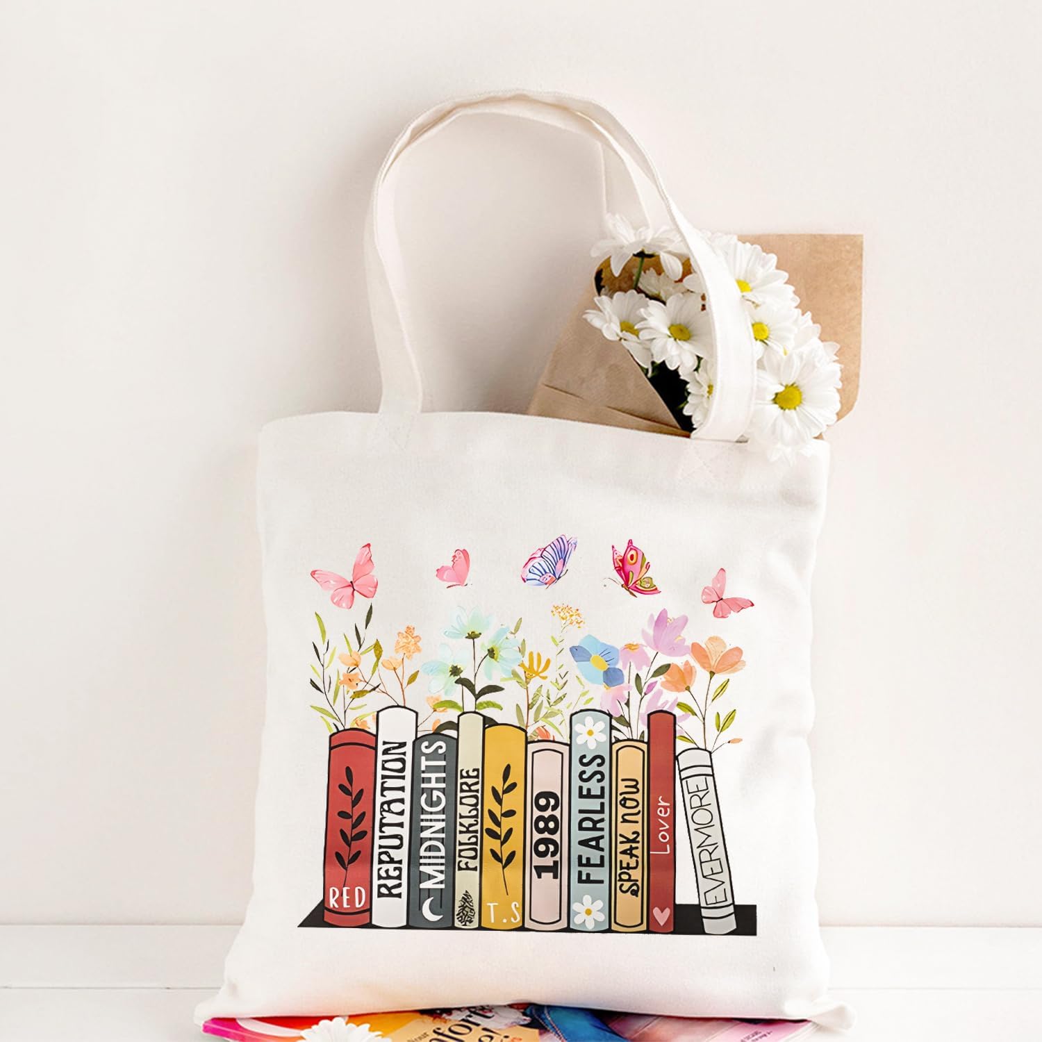 Fizdoqg bedrucktes TS -Leinwand Tasche Ästhetische Album Inspirierte Einkaufstasche Frauen personalisierte Leinwand Tasche Stofftasche gedrucktes Taschen mit Singer -Fans, Beige, Beige, beige, beige, beige, beige, Beige – Bild 6