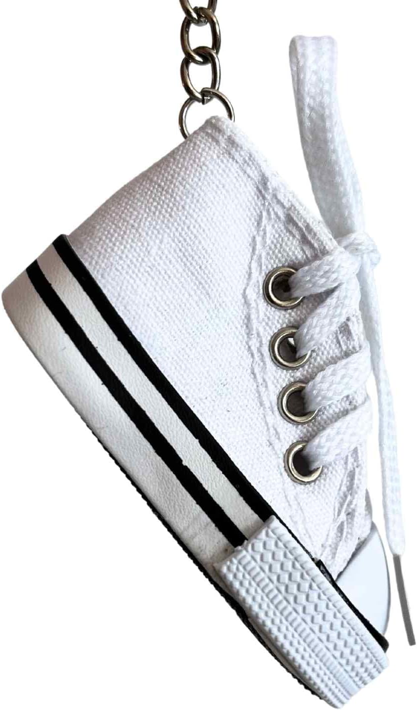 Autozoco Sports Schuhschlüsselung, Mini -Sneaker, Schlüsselanhänger, Trainer, Schlüsselring im städtischen Stil, Schlüsselring im Converse -Stil, Mini -Sneaker -Schlüsselring, Weiß, Weiß – Bild 5