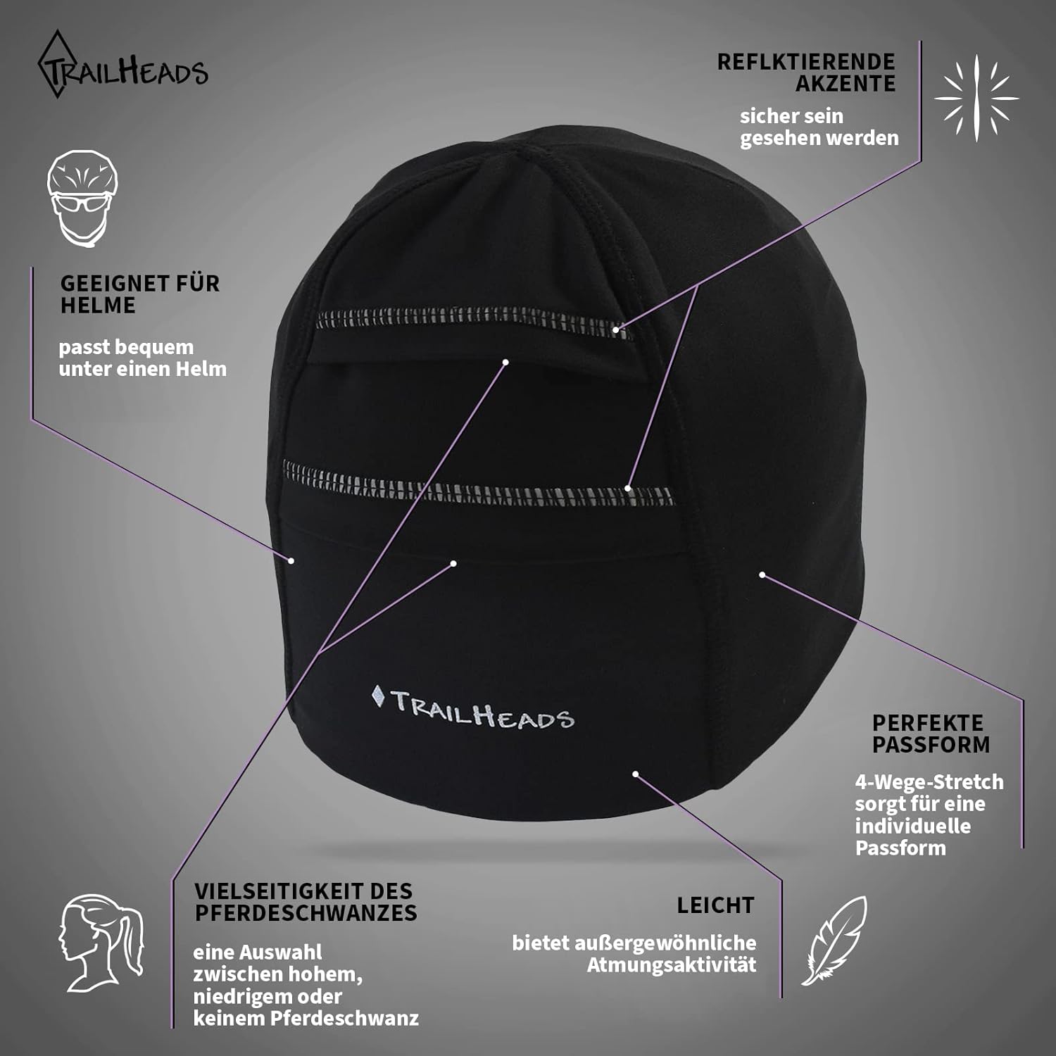 Trailheads Adrenaline -Serie Hut mit Loch für Braid Running Hut Frauen Sporthut mit reflektierenden Details – Bild 6