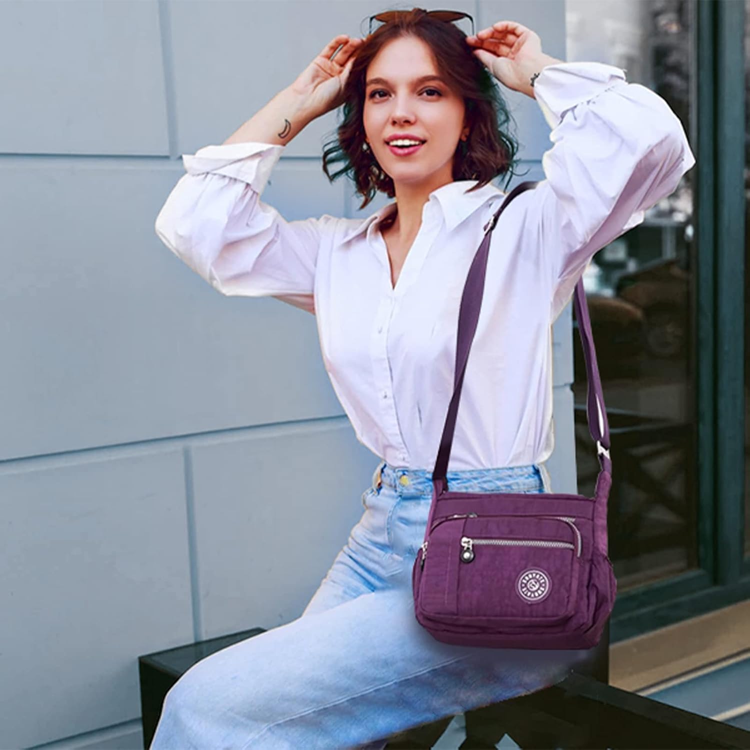 Damenkreuzkörperbeutel, lässige Umhängetasche, Handtasche, Multi -Pocket -Boten für den täglichen Gebrauch, einkaufen, rot, lässig – Bild 4