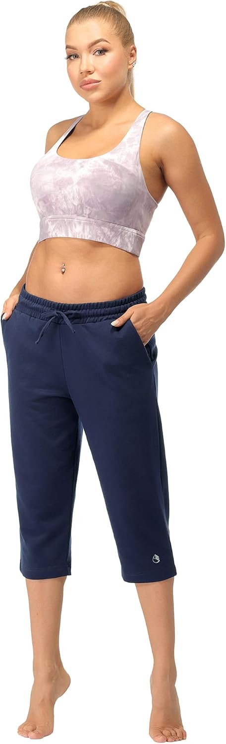 Icyzone Damen jogging bodens 3/4 Sporthosen Traininghosen gerade Bein Freizeithose mit Tasche – Bild 4