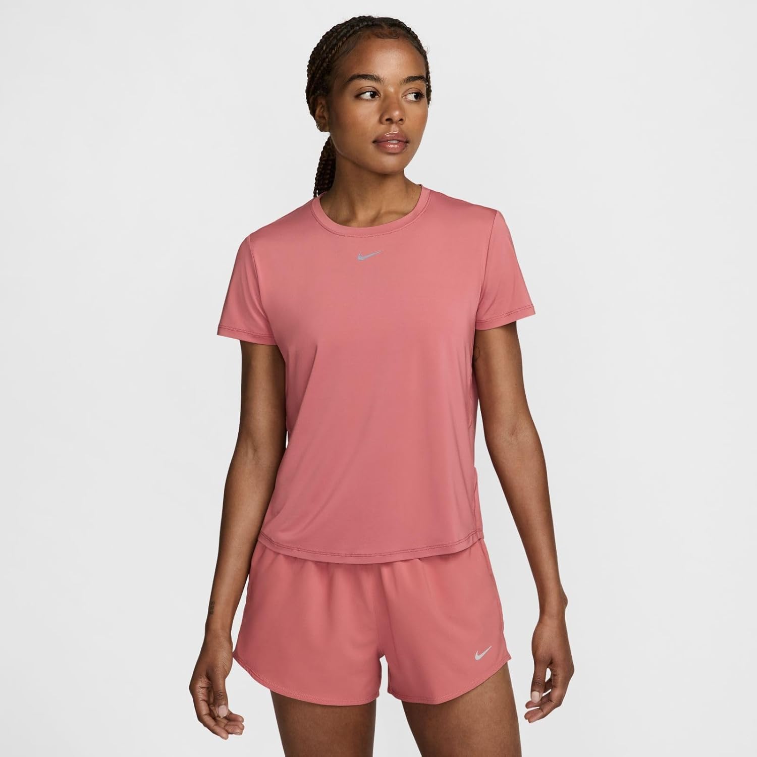 Nike Women's One Classic Drifit Kurzschlärmendes T-Shirt, Canyon Pink/Schwarz, m – Bild 2