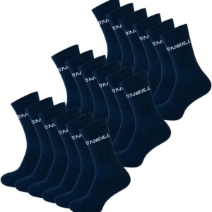 O’Neill Unisex Sports Socken Pack von 9 Tennissocken Sport Fitnessstudio Freizeit-Baumwoll-Logo-Bundesmänner Frauen Anthrazit schwarz Blau 35-38 39-42 43-46