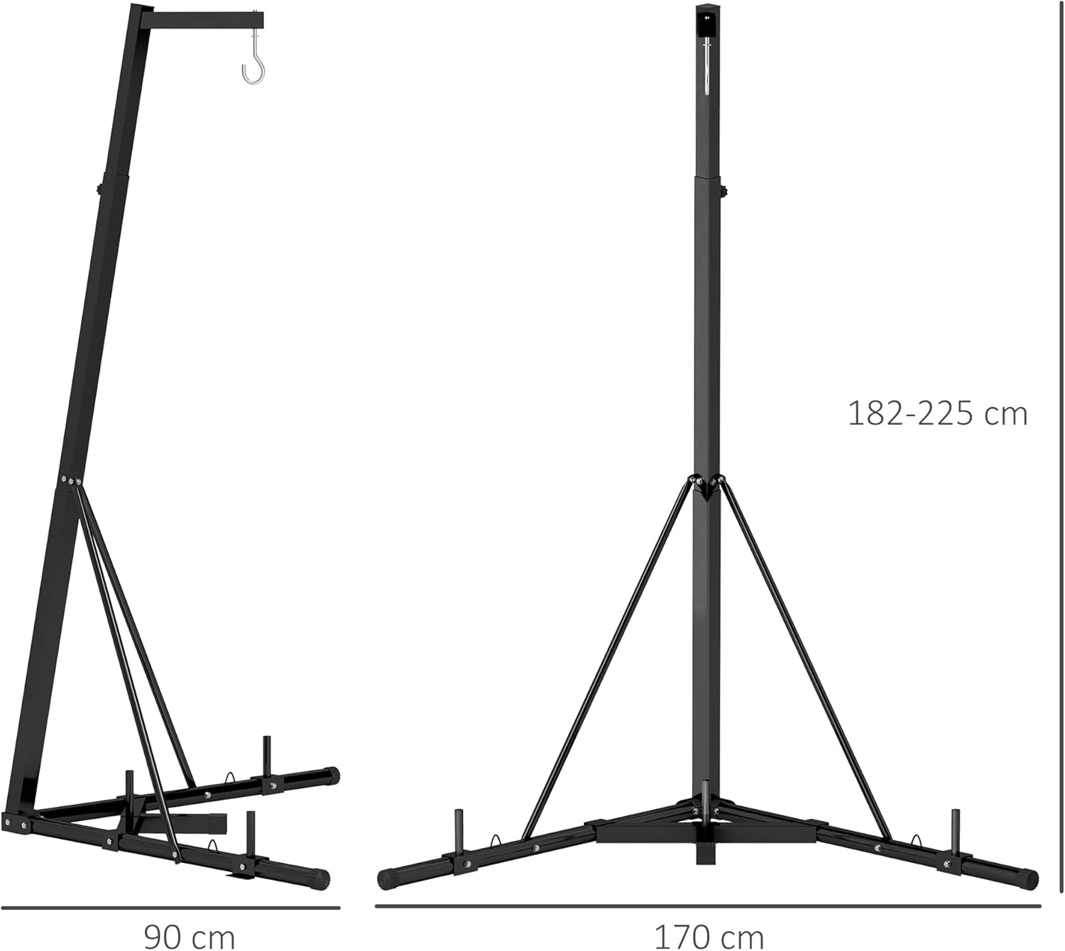 SPORTNOW Punch Bag Stand Height Adjustable, Freestanding Punch Bag Holder, Folding Punch Ball Stand with Weight Holder, Maximum Load 60 kg, Steel, Black – Bild 5