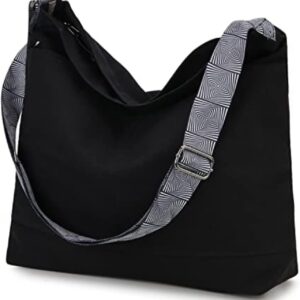 Vx vonxury crossbody Bag Frauen große Reißverschluss -Leinwand Hobo -Tasche mit verstellbarer Gurt Umhängetasche wiederverwendbare Einkaufsbeutel für Schulreisen Teen Teen Girls Girls