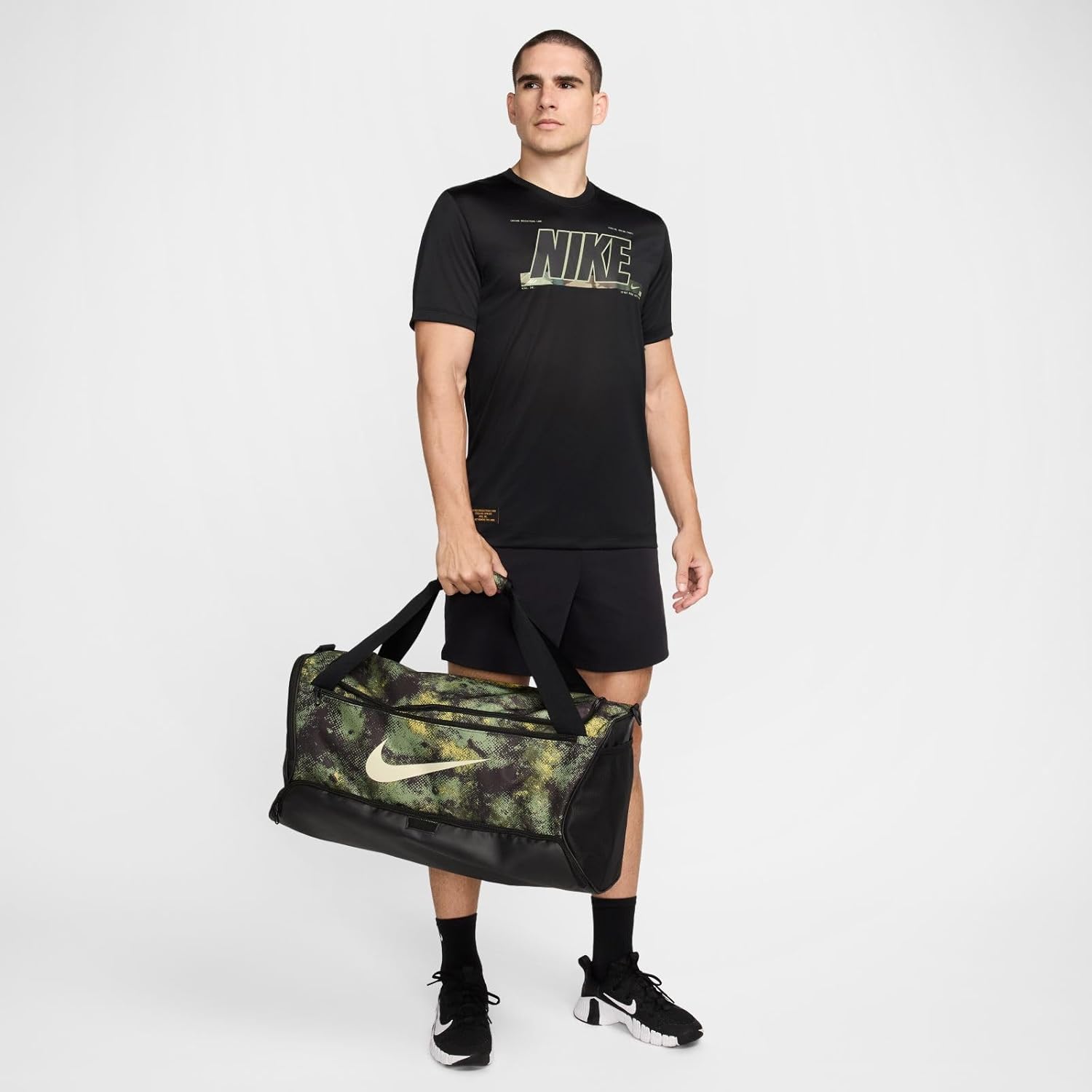 Nike Brasilia m Duffel - 9,5 Camo AOP, Ölgrün/Schwarz/Kokosmilch, FZ2585-386, Miscuar Green/Schwarz/Kokosmilch, Herrenausbildung – Bild 9