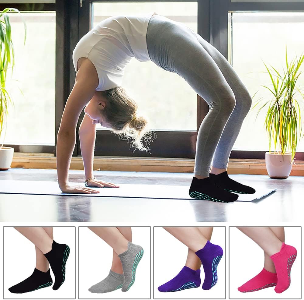 Hycles Yoga-Socken Nicht-Schlupf-Socken Frauen 4 Paare Yoga, Pilates, Barre, Tanz, Ballett, Trampolin, Krankenhaus 35-43 – Bild 4
