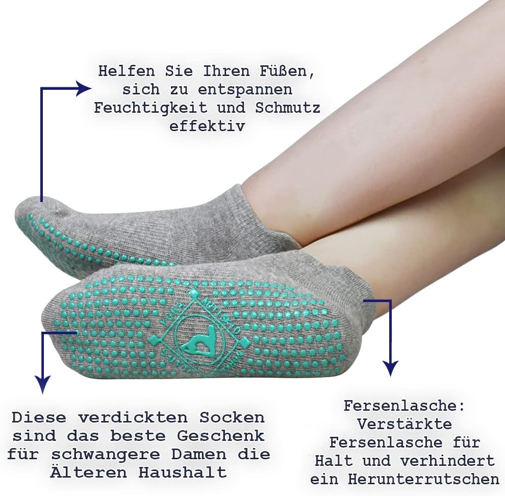 Hycles Yoga-Socken Nicht-Schlupf-Socken Frauen 4 Paare Yoga, Pilates, Barre, Tanz, Ballett, Trampolin, Krankenhaus 35-43 – Bild 3