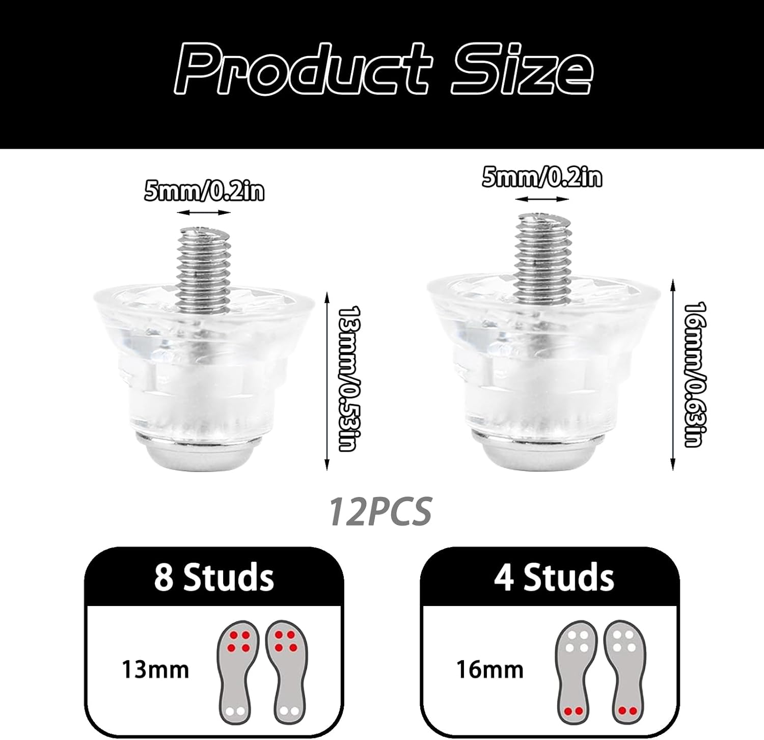 Packung von 12 Ersatzstollen, Fußballstollen Set Football Studs mit Standard -Fadenschraubenstollen für Fußballstiefel Metall Aluminium Plastik Ball Schuhschuhschuhschuh Stollen konische Geställe – Bild 2