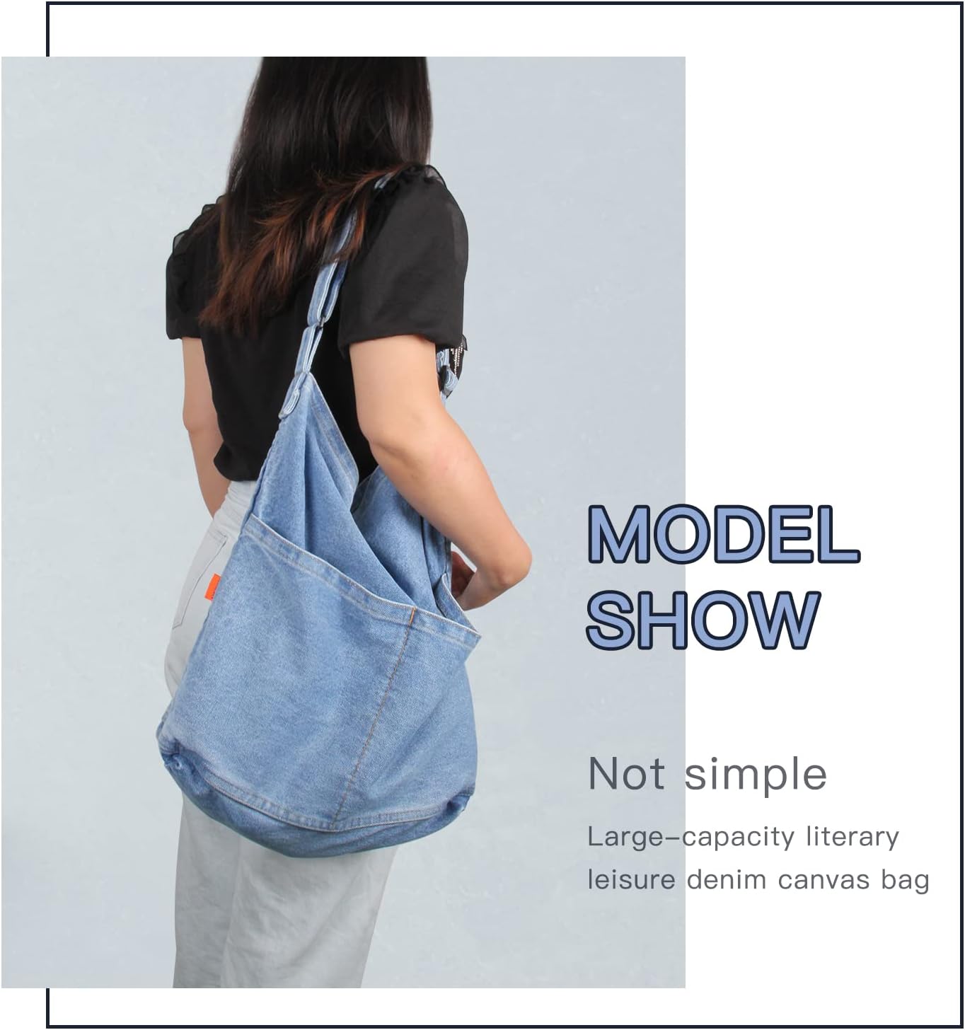 Lhhmz Denim Hobo Taschen für Frauen Retro Jeans Umhängetasche Freizeit Jeans Tasche Handtaschen Umhängetasche für Frauen, hellblau, Retro – Bild 4