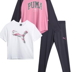 Puma Girls ‚Leggings Set – 3 Teile aktive Pullover Langarmhemd, Top und Leggings – süße Mädchen Sportsets (SL)