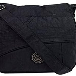 RabamaTago® J2222 Frauen wasserfestes Umhängetasche Stoff verschiedene Farben, Schwarz, Klappentasche