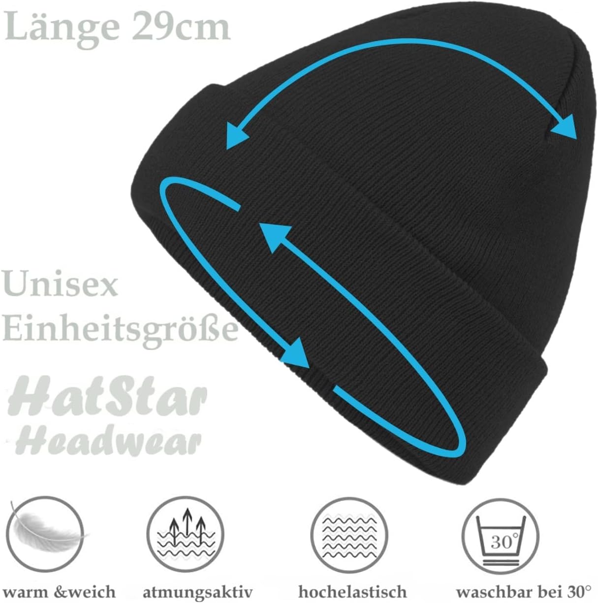 Hatstar Winterhut, Frauenmütze Hut, feines Strickbestand für Männer, für Frauen, Männer, Unisex, gefesselte Hüte, weich und warm – Bild 5