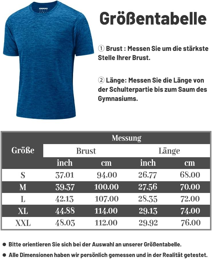 Kefitevd Männerfunktional Shirt Sports T-Shirts atmungsaktiv – Bild 6