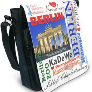 Schwarze Umhängetasche mit Foto, um sich selbst zu entwerfen – Fotodruck auf der vorderen Klappe einer schwarzen Textiltasche, um sich selbst zu entwerfen, schwarzer Schultergurt