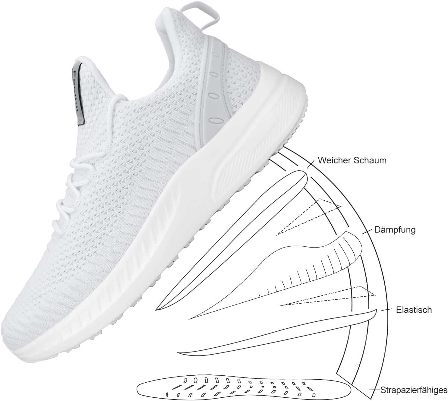 Feethit Damen -Laufschuhe, Trainer, Sportschuhe, leichte atmungsaktive Gummisohlen für Gehen, Outdoor, Fitness, Joggen – Bild 5