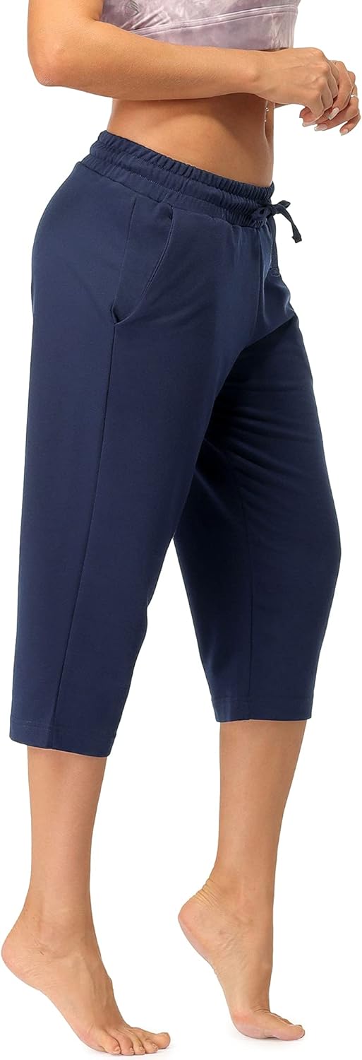 Icyzone Damen jogging bodens 3/4 Sporthosen Traininghosen gerade Bein Freizeithose mit Tasche – Bild 2