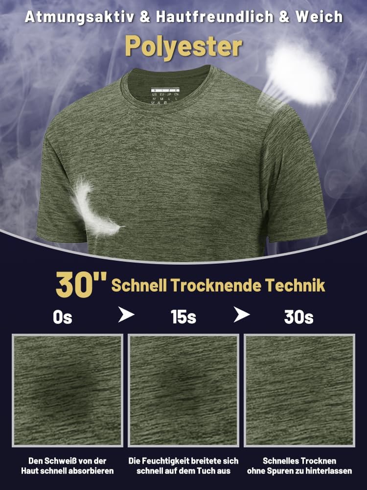 Kefitevd Männerfunktional Shirt Sports T-Shirts atmungsaktiv – Bild 3