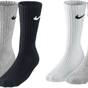 Nike SX4508 6 Paar Männer -Frauensocken weiß oder schwarz oder weiß grau schwarz – 46-50